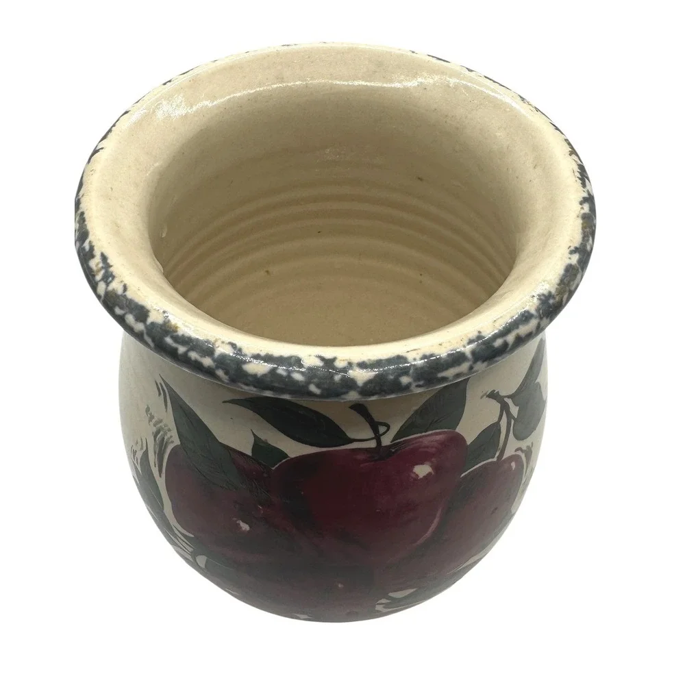 Home & Garden Party Apple‎ Stoneware Crock Hand Made USA 1999 Vintage 6 Inch